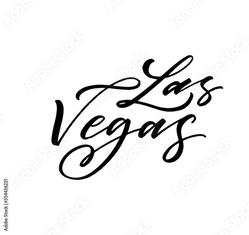 Las Vegas card. Hand drawn brush style modern calligraphy. Vector illustration of handwritten lettering. 