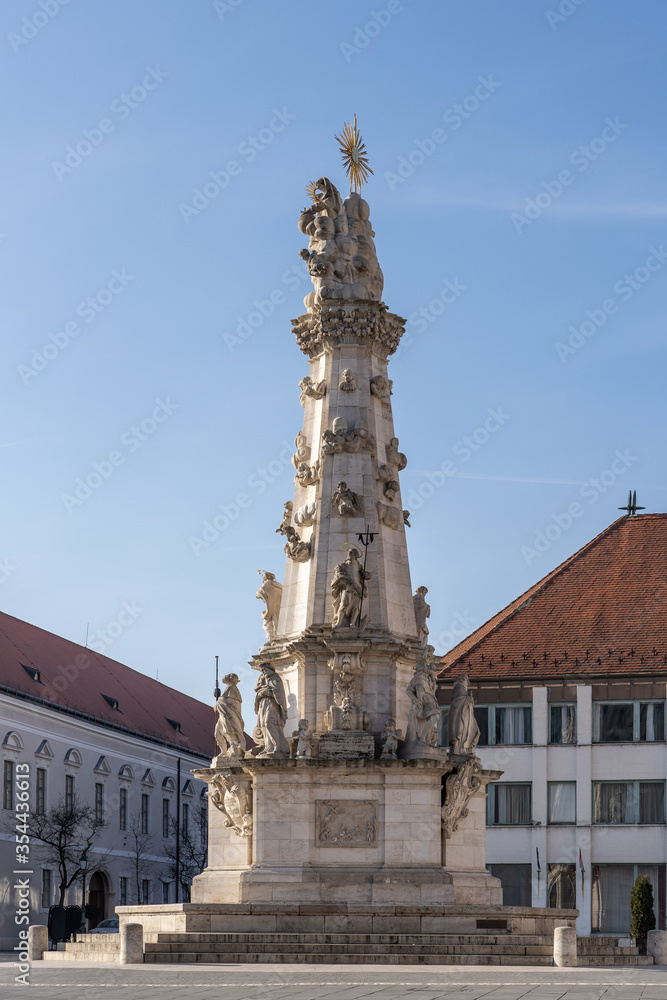 Trinity Column east side at Fisherman's bastion outside Matthias church in Budapest