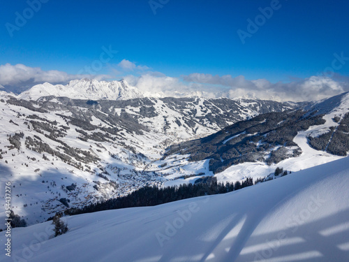 Scenic view of ski region Saalbach Hinterglemm in the Austria alps . © A. Emson