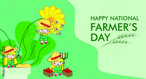 happy national farmers day background  vector illustration of the farmer and his plant  good use for nature assets