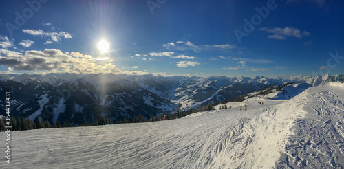 Ski slope in the region Saalbach Hinterglemm in the Austria alps . photo