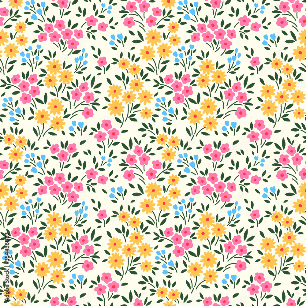 Vector seamless pattern. Pretty pattern in small flower. Small yellow