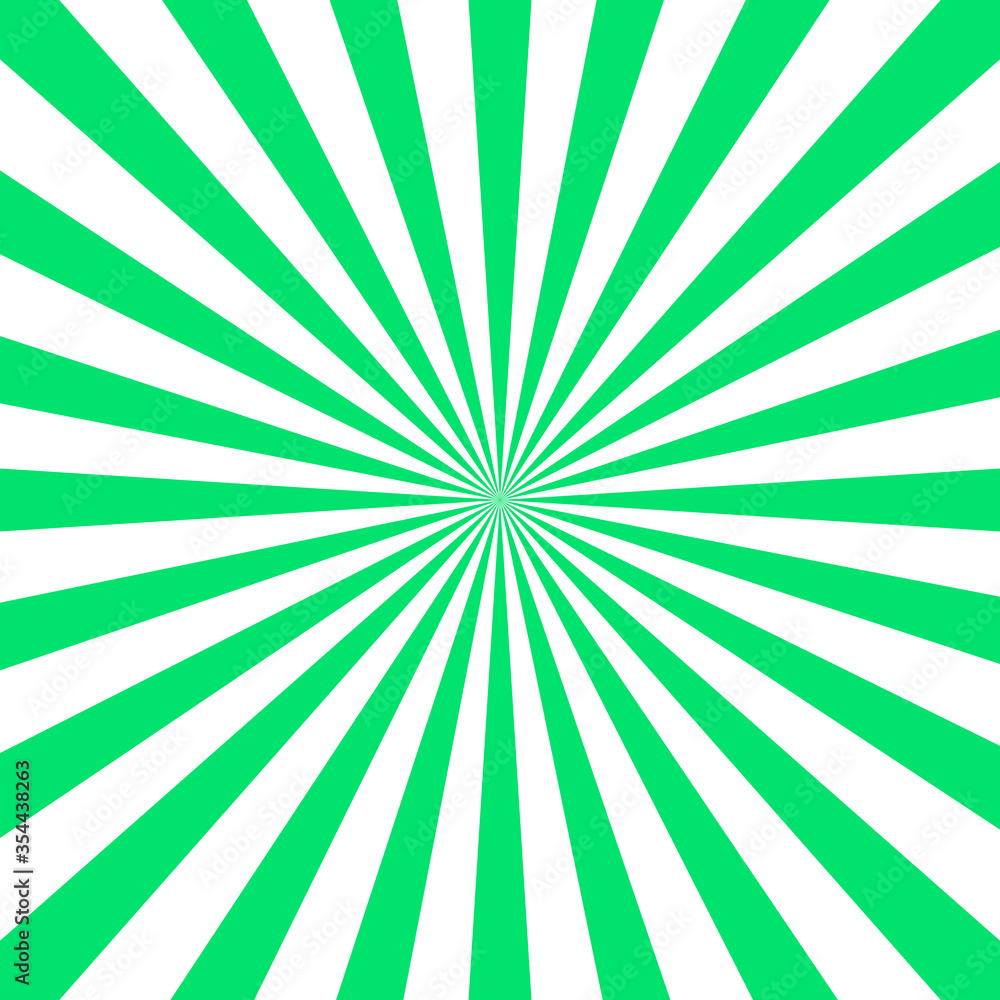 Green radial background, poster design template, vector illustration