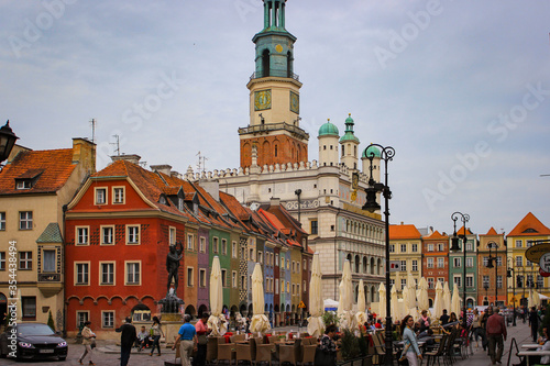 Poznan, Poland - May 05, 2015: People Walk In The Central Square Of The Old Town Near The Town Hall