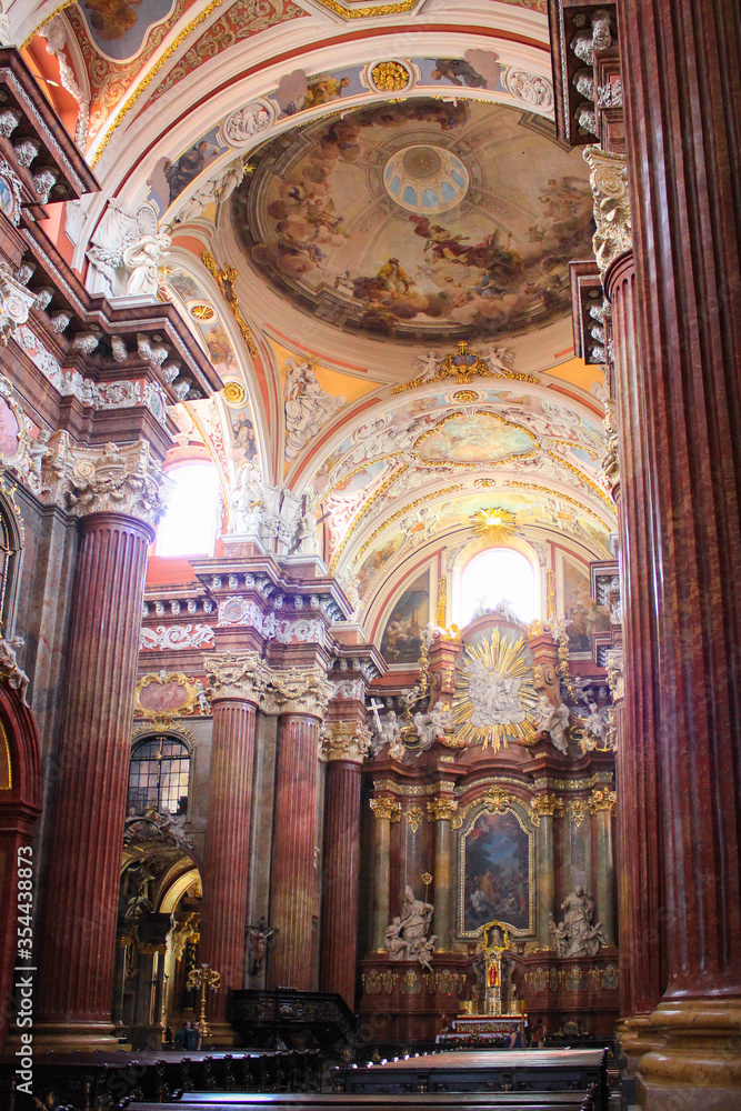 Poznan, Poland - May 05, 2015: Columns And Interiors Of A Fara Poznanska Baroque Parish And Collegiate Church