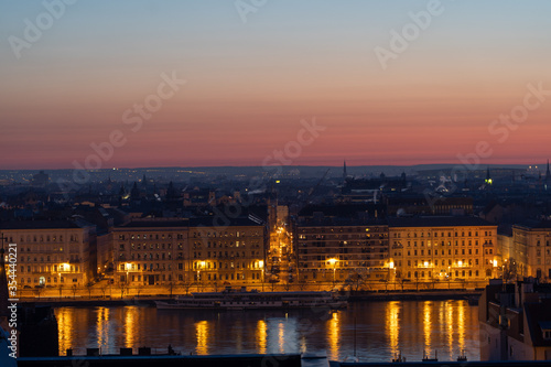 Budapest Danube city skyline before sunrise at dawn