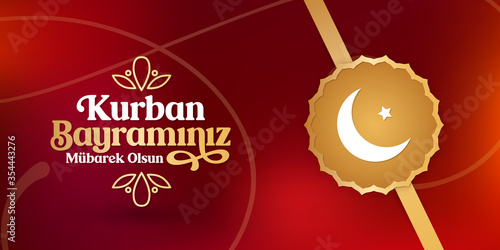 Feast of the Sacrif (Eid al-Adha Mubarak) Feast of the Sacrifice Greeting (Turkish: Kurban Bayraminiz Mubarek Olsun) Holy days of muslim community.  Islamic decorative background.