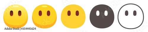 Mouthless emoji. Yellow face without mouth, loss for words or speechlessness emoticon flat vector icon set