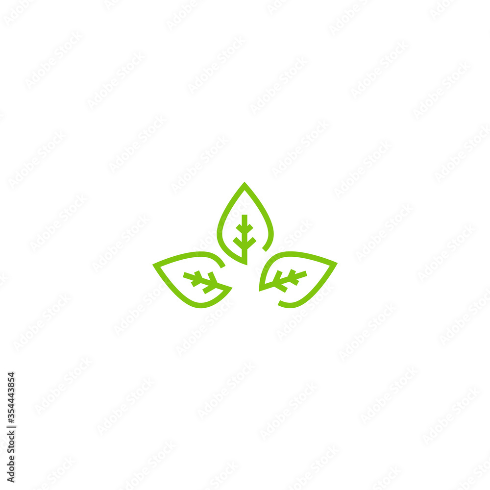 Two green leaves silhouette. Icon isolated on white. Two green leaves silhouette. Icon isolated on white.