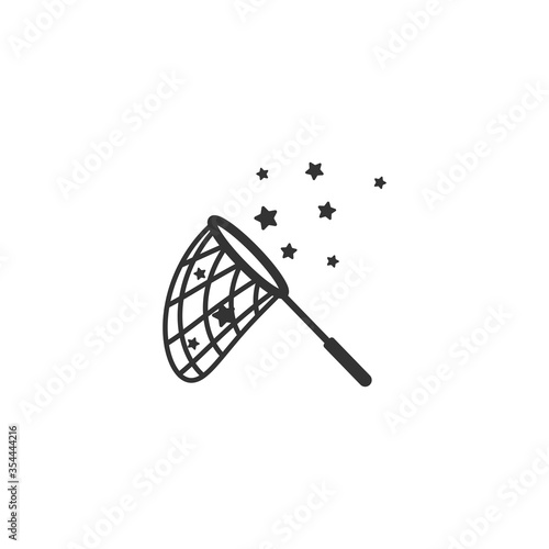 Butterfly net with stars. Catch, hunt, chase ideas and inspiration symbol.