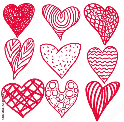 illustration of various red hearts on a white background for decoration design and other 