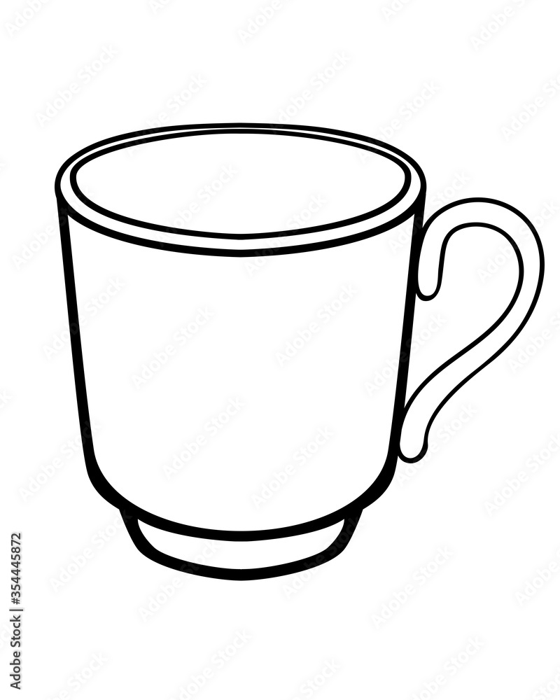 Small elegant coffee cup - vector linear image for coloring. Mug - an element for a coloring book. Outline. Hand drawing. Small elegant coffee cup - vector linear image for coloring. Mug - an element for a coloring book. Outline. Hand drawing.