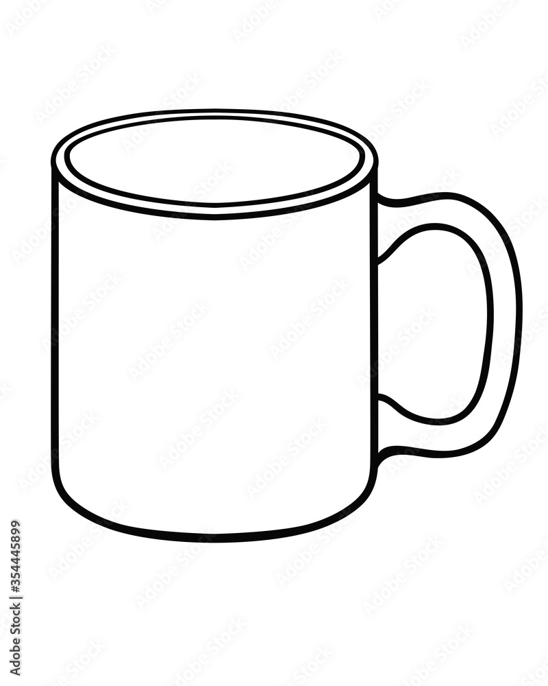 Cup for tea or coffee - vector linear picture for coloring. Outline. Hand drawing. A cup is a linear element for a coloring book or sign. Cup for tea or coffee - vector linear picture for coloring. Outline. Hand drawing. A cup is a linear element for a coloring book or sign.