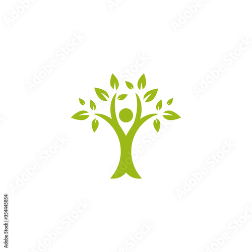 Green man silhouette with leaves. Human tree. Isolated on white.