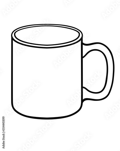 Cup for tea or coffee - vector linear picture for coloring. Outline. Hand drawing. A cup is a linear element for a coloring book or sign.