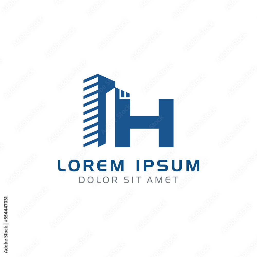 Letter H With Building Logo Design Template