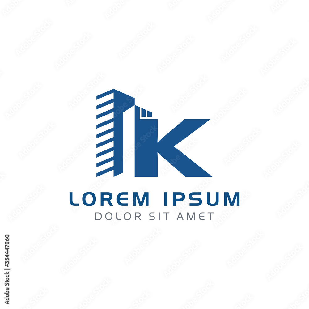 Letter K With Building Logo Design Template