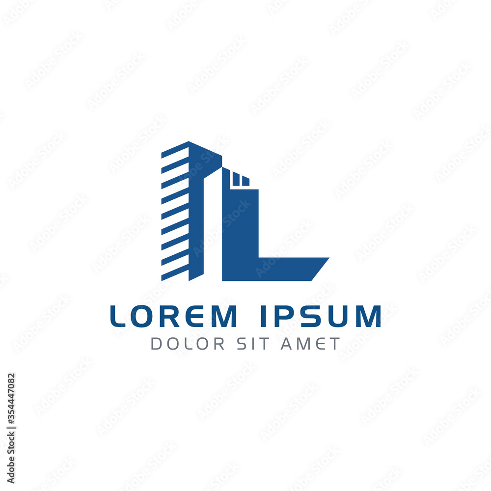 Letter L With Building Logo Design Template