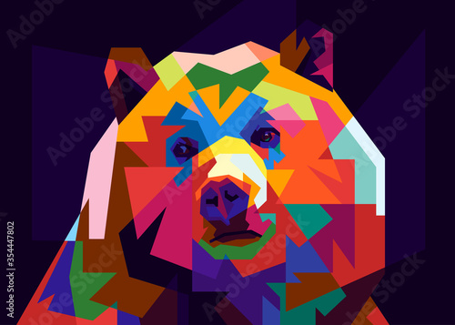 Pop art Bear illustration. Creative animals art