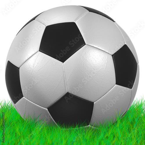 Soccer Ball on Grassl high resolution isolated on a white background 3D render