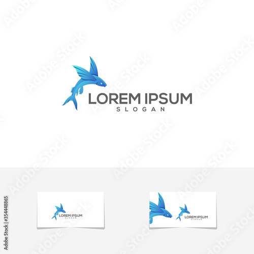 awesome flying fish gradient logo illustrator