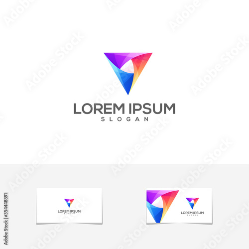 awesome triangle color business card logo