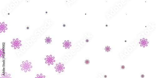 Light Purple, Pink vector doodle pattern with flowers.