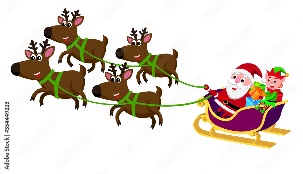 santa claus in the sleigh with reindeers santa claus in the sleigh with reindeers