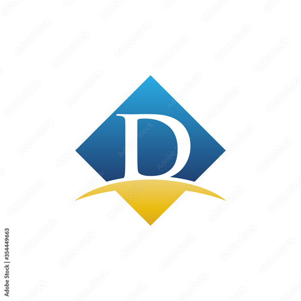 Letter D Negative Space With Swoosh In Diamond Shape Letter D Negative Space With Swoosh In Diamond Shape
