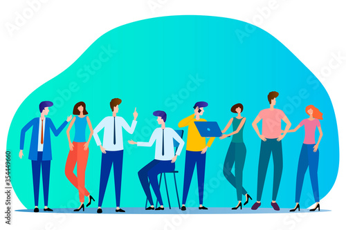 People communicate with each other.Business issues are resolved and ways out of difficult situations are found.Flat vector illustration.