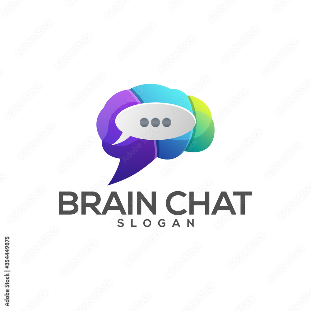 Obraz premium brain message chat color logo