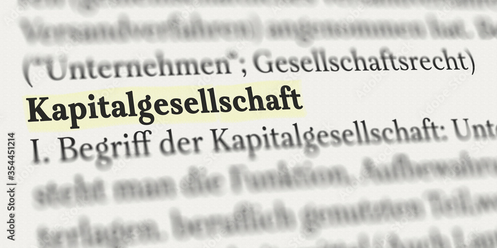 Kapitalgesellschaft im Buch markiert Kapitalgesellschaft im Buch markiert