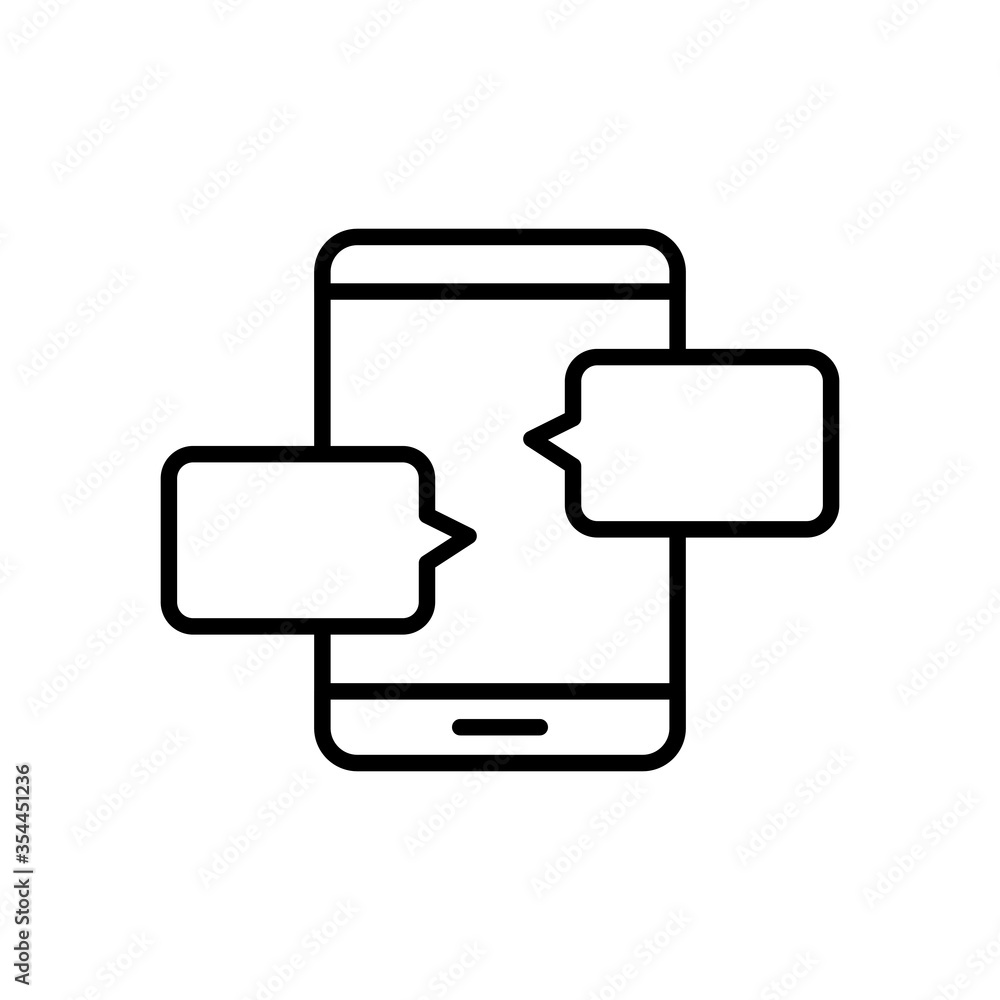 smartphone and speech bubbles icon, line style smartphone and speech bubbles icon, line style