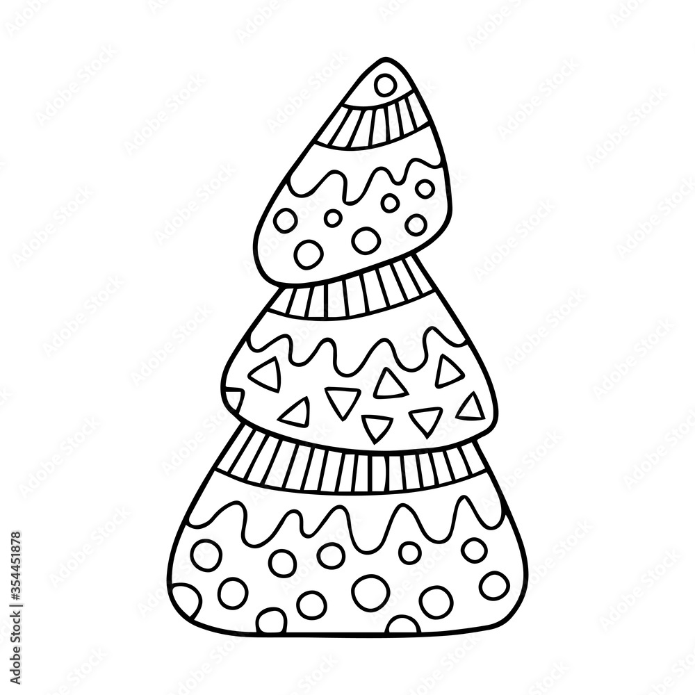 Christmas tree outline drawing. Perfect for colouring book for kids. Christmas tree outline drawing. Perfect for colouring book for kids.