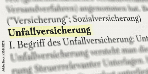 Unfallversicherung im Buch markiert