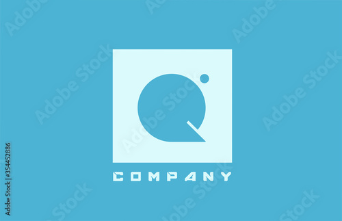 blue white Q alphabet letter logo icon for business and company with dot design