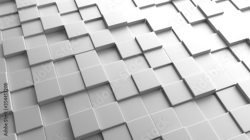 3d background of a plane of gray cubes
