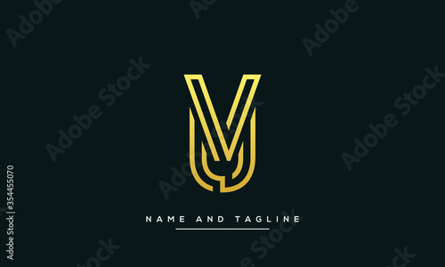 alphabet letters monogram icon logo UV or VU