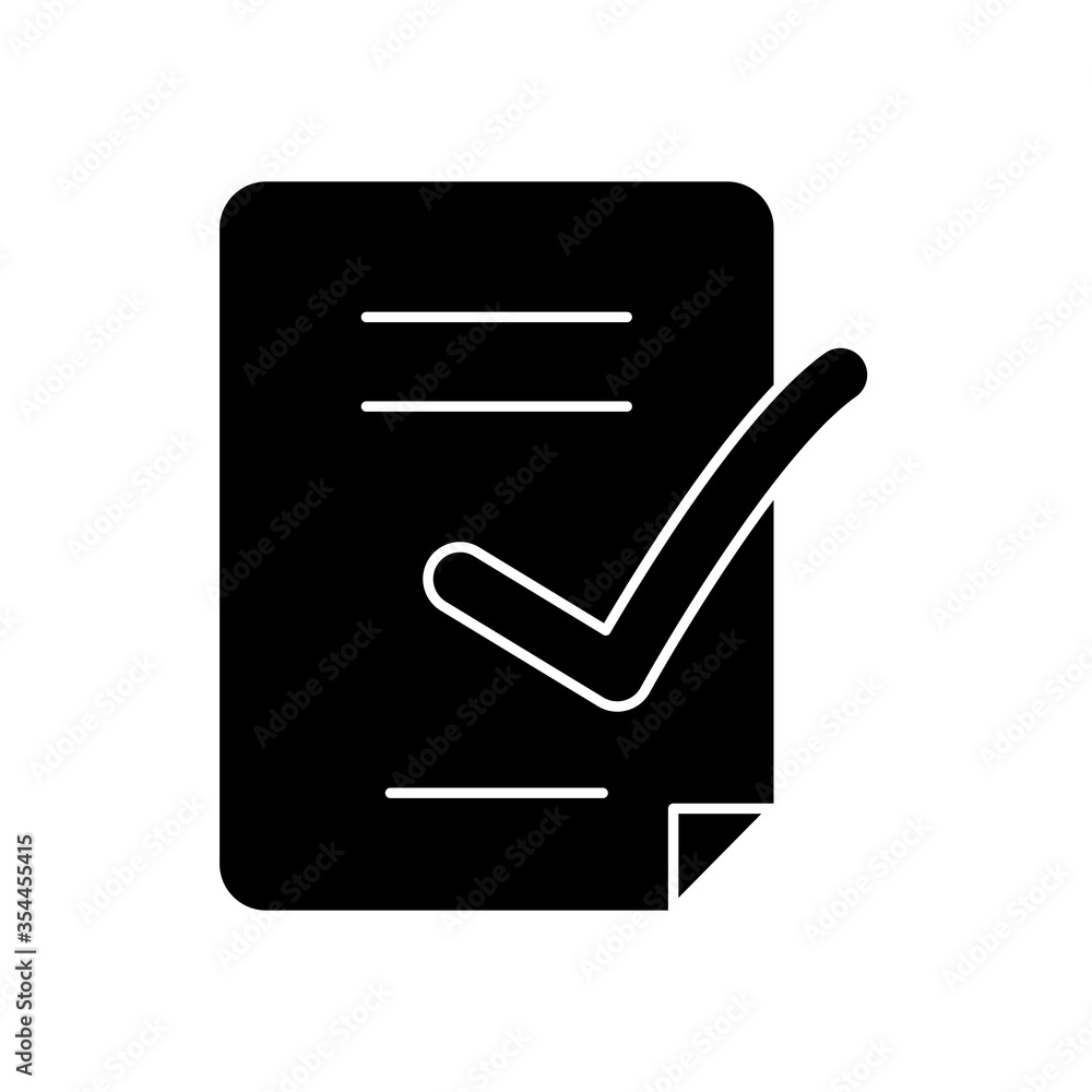 document page and check mark icon, silhouette style document page and check mark icon, silhouette style