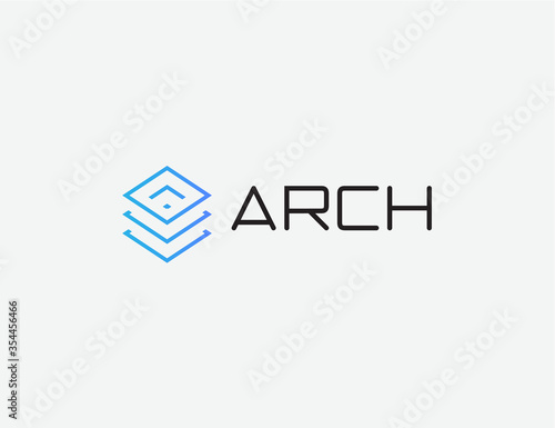 Data center logo. Database hosting emblem. Digital files cloud storage icon. Software,hardware backup server sign. Isolated IT industry element vector illustration. Geometric symbol outline.