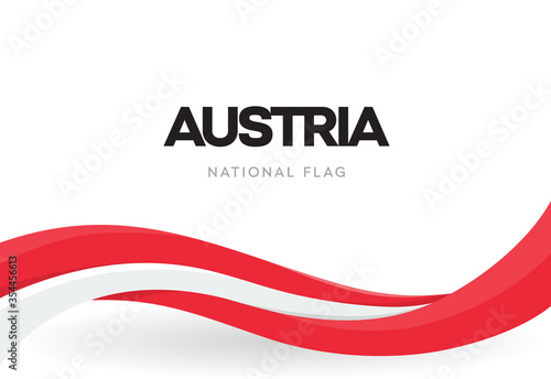 The Republic of Austria waving flag banner. Austrian patriotic ribbon poster. Celebration of national day in Australia brochure. Isolated public holiday anniversary vector illustration