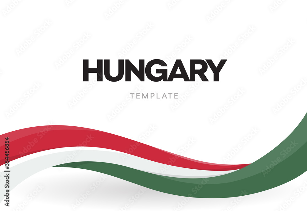 Hungary flag, wavy ribbon with colors of Hungarian national flag on white background for Independence Day or national holidays, isolated vector illustration. Hungary flag, wavy ribbon with colors of Hungarian national flag on white background for Independence Day or national holidays, isolated vector illustration.