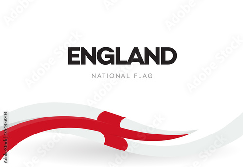 England waving flag banner. English national symbol poster. Isolated patriotic white ribbon with red cross vector illustration.