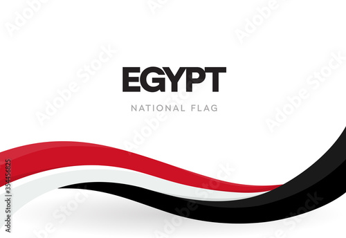Egypt flag, wavy ribbon with colors of Egyptian national flag on white background for Independence Day or national holidays, isolated vector illustration.