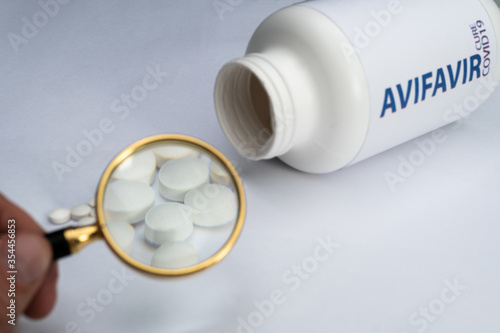 Avifavir is a cure for the virus virus rescues on a white background. It is highly effective.