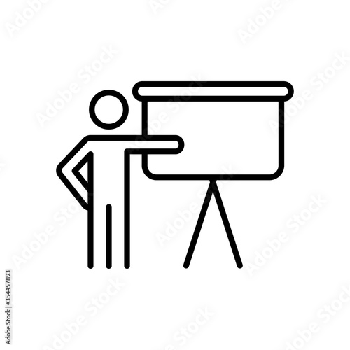 pictogram man and presentation board icon, line style