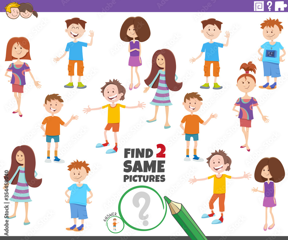 find two same picture of child characters game find two same picture of child characters game
