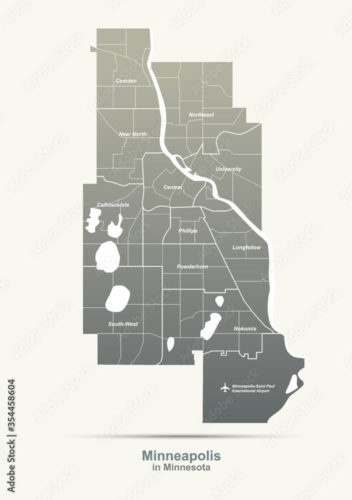 Saint paul minnesota map with neighborhoods Vector Image