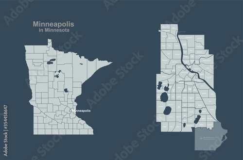 minneapolis map. vector map...