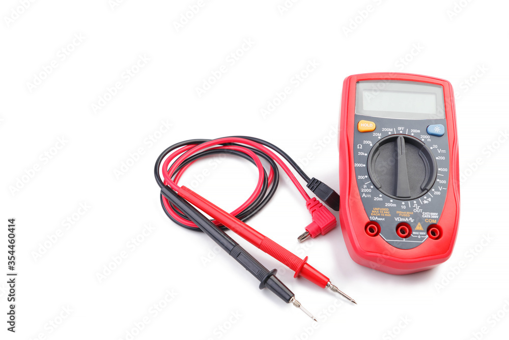 Electronic digital multimeter isolated on white background Electronic digital multimeter isolated on white background